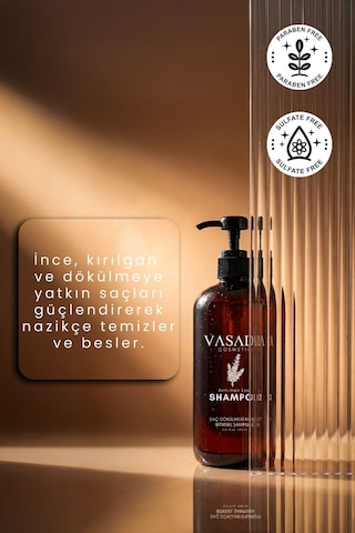 Vasada Biotin & Keratin İçerikli Saç Dökülmesi Karşıtı Sülfatsız Bitkisel Şampuan 500 ML