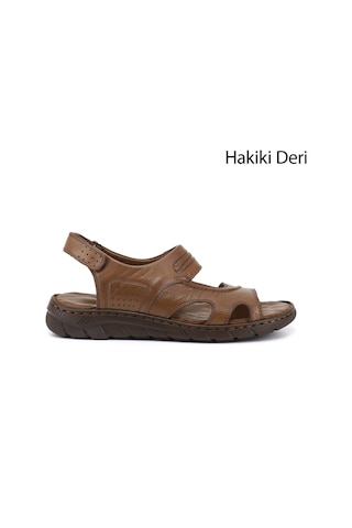 Gönderi(R) Gönderi R Erkek Ceviz Ayarlanabilir Cırt Bantlı Hakiki Deri Sandalet Dyma83242831 Kahverengi