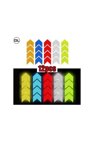 12 Adet/takım Yansıtıcı Ok Burcu Bant Uyarı Güvenlik Etiketi