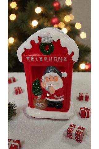 Yılbaşına Özel Işıklı Telephone Süs Dekor Aksesuar Biblo Ürün Boyutu:12cm 9cm