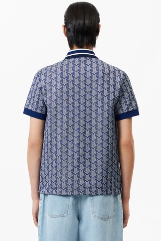 Lacoste Classic Fit Monogram Polo T-shirt Erkek Polo Yaka Tişört Lacivert