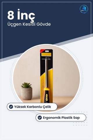 Üçgen Metal Eğe Törpü 8 İnç Çelik Gövdeli Plastik Saplı El Zımpar