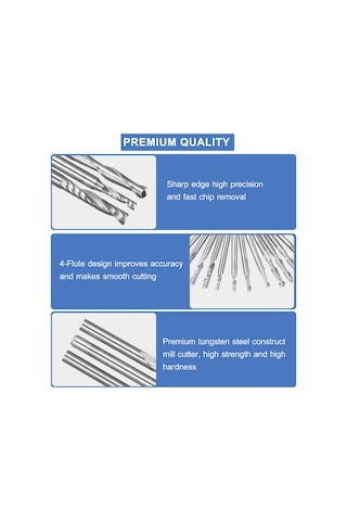 Fosenze Tungsten Steel Milling Cutter Set 12 Adet: Tek Ve Çift Flüt, 1/8" Sap, 2-3mm Kesici Uç, Plastik Kutu İle