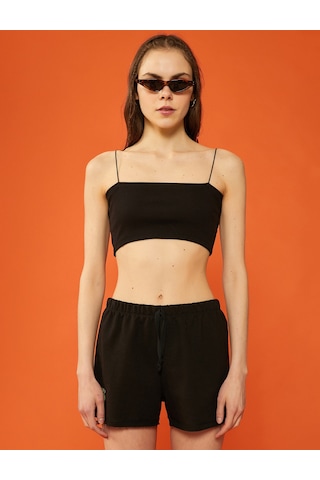 Koton Crop Atlet İnce Askılı Siyah 1yal38078ık