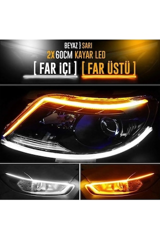 Fiat Tofaş Uno Uyumlu Far Üstü Far Içi Kayar Led 60 Cm Selamlamalı Sc