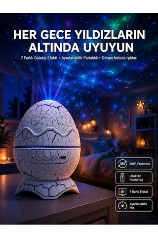 Yumurta Görünümlü Masa Ve Gece Lambası Renk Değiştirebilen Projektör Çok Renkli