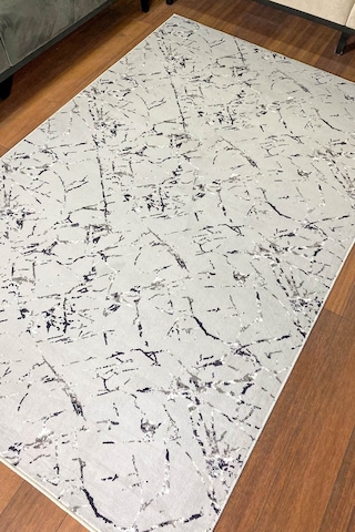 Gri Renkli Yıkanabilir Kaymaz Mermer Desenli Halı-183 Gri - Antrasit