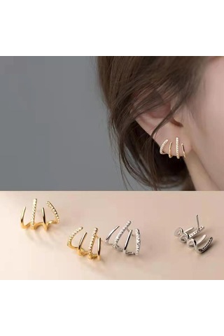 Gümüş Moda Zarif Rhinestone Dekor Kulak Manşet Küpe Kadın İçin 2023 Yeni Varış Noel Hediyesi Damızlık Küpe Gümüş