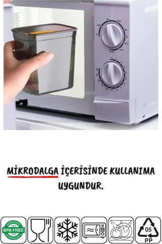 Nandy Home Jumbo Boy Dikdörtgen Saklama Kabı 2000 ML Antrasit 6 Adet Antrasit