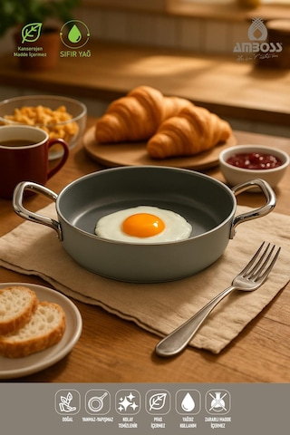 Sera Nova Yanmaz Yapışmaz Seramik Sahan 20 Cm Gri