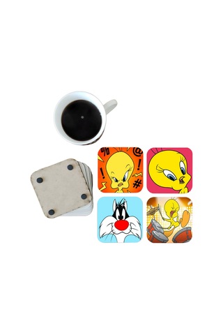 Tweety Dekoratif Ahşap Bardak Altlığı Seti 048 Çok Renkli
