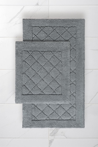 Lilly 2'li Pamuk Banyo Paspas Seti Yumuşak Dokulu Gri Yıkanabilir 60x100 + 60x50cm, Ll005g