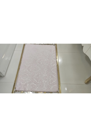 Gofraj Pembe Banyo Halısı Klozet Takımı 3'Lü Set Pembe