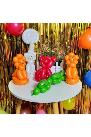 Sosis Balon Helyum Balon Palyaço Balonu 10 Adet Beyaz Genel