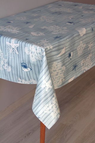 Elyaf Silinebilir Pvc Muşamba Masa Örtüsü 1227-2denizkabuk Mavi