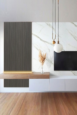 Mdf Ahşap Akustik Duvar Paneli 60x275 Cm - Gri Meşe 60x275