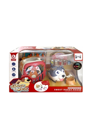 Sesli Sevimli Köpek Ve Bakım Çantası - Gri