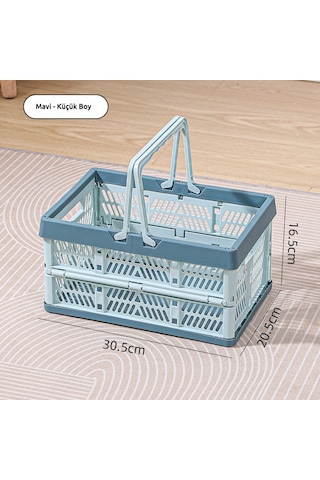 Snapbuy Katlanır Sepet, Alışveriş, Piknik, Market, Taşıma, Depolama Ve Kamp İçin Uygundur Küçük Boy Mavi