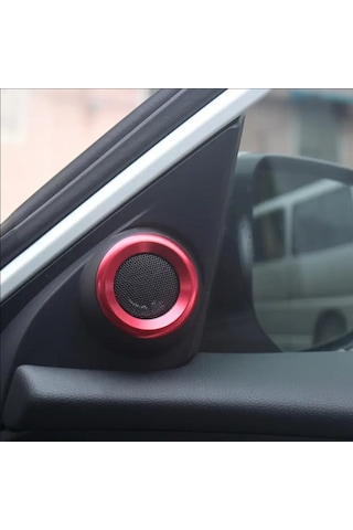 Honda Civic 2016-2019 İçin, Kırmızı Renk Daire Hoparlör Çercevesi 2 Adet