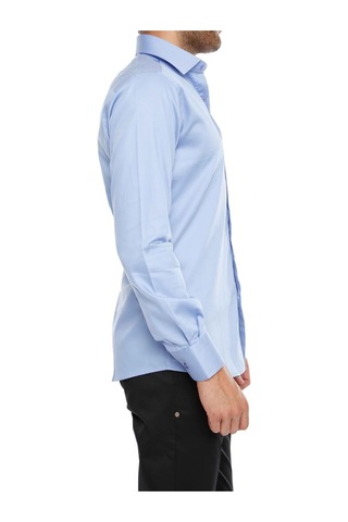 Efor Slim Fit Klasik Yaka Pamuk Saten Uzun Kol Mavi Gömlek Gk 214 Mavi