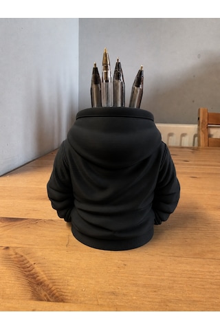 3d Baskı Kapüşonlu Sweatshirt Kalemlik - Masaüstü Organizer-siyah renkli