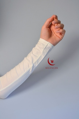 Pratik Tesettür Penye Kolluk- Namaz Kolluk-bej Beyaz