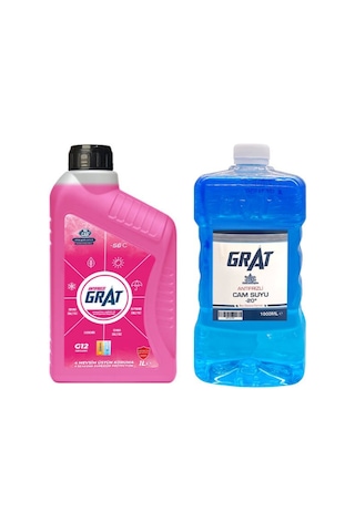 Organik Premium Kırmızı Antifriz 1 Lt + Kışlık Cam Suyu Antifrizi 1 Lt -20 C Kırmızı