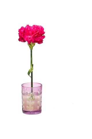 Flora Design- Minimal Mor Yaprak Kesme Cam Vazo Mor