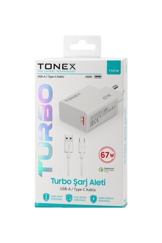 Tonex 67w Turbo Başlık Usb Kablo Şarj Seti Turbo Şarj Saniye Sayar 67w 6a - Ty67w