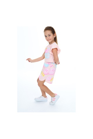Toontoy Kids Toontoy Kız Çocuk Baskılı Etekli Takım Pudra