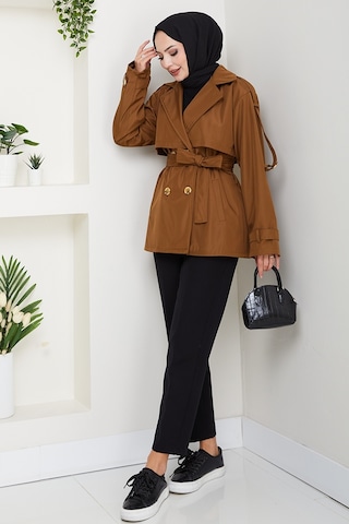 Nehar Rüzgarlıklı Astarlı Trenç 1621 - Kahve Kahverengi