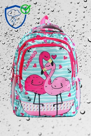 Beslenmeli Kalemlikli Yeşil Flamingo Okul Çanta Seti