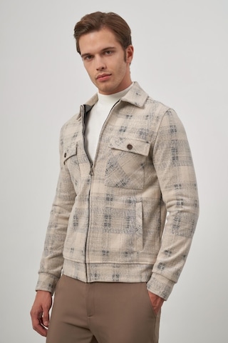 İmza Bej Örme Bebe Yaka Kendinden Desenli Yırtmaçsız Astarsız Slim Fit Classic Mont 1007245157 Bej