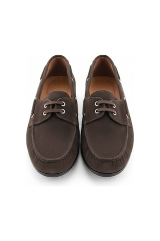 Ne&ve Shoes Kahve Süet Hakiki Deri Kadın Bağcıklı Loafer Ayakkabı Kahverengi