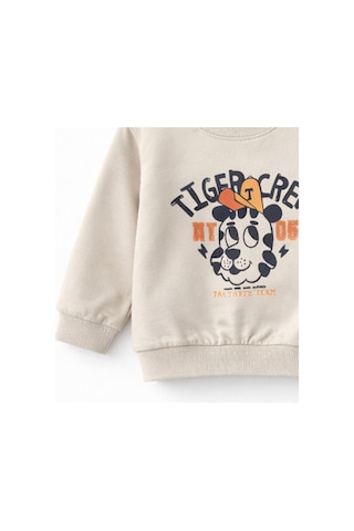 HelloBaby Erkek Bebek Pamuklu Sweatshirt Desenli Model Bej - Yeşil