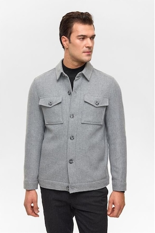 Gri Slim Desenli Klasik Yaka Mont Gri