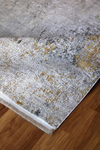 Sanat Halı Doku 1083 Gri Hardal Modern Salon Halısı Hardal