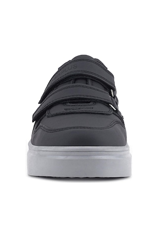 Rakerplus Hakiki Deri Siyah Cilt Gri Tabanlı Cırtlı Erkek Çocuk Sneaker Siyah