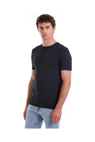 Hatemoğlu Lacivert Regular Fit Bisiklet Yaka Rayon Tişört