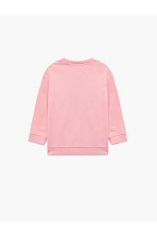 Koton Pamuklu Uzun Kollu Bisiklet Yaka Baskılı Sweatshirt Pembe 6wmg10099ak Gül