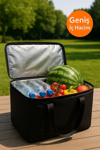 40 Litre Termos Çanta Yalıtımlı Plaj, Piknik, Kamp Ve Günlük Kullanıma Uygun Siyah