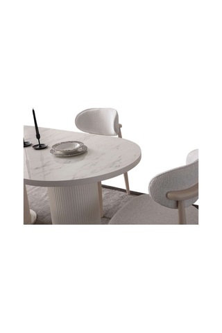 Cipollino Modern Yemek Masası Takımı 4 Sandalye Mermer