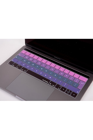 Apple Uyumlu MacBook Pro Klavye Koruyucu Touchbarlı Uk-eu İngilizce Ombre A1706 A1989 A2159 A1707 A1990 Pembe Mavi