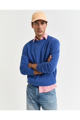 Gant Erkek Mavi Regular Fit Bisiklet Yaka Kazak-10544 Mavi