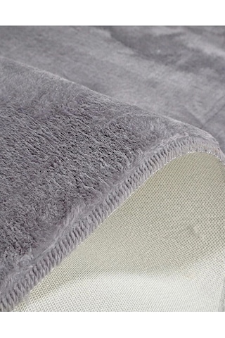 Balat Halı Raschel Carpet Yıkanabilir Kaymaz Taban Yuvarlak Peluş Halı Açık Gri