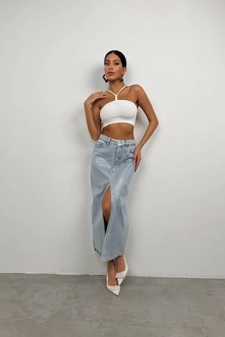 Pencere Detay Fitilli Crop Ekru