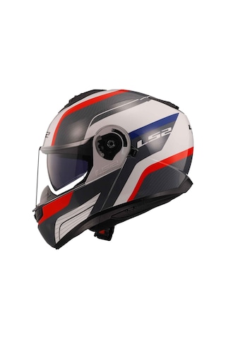 Ls2 Strobe 2 Monza Çene Açılır Kask Siyah - Beyaz - Kırmızı