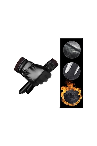 Kış Rüzgar Geçirmez Dokunmatik Ekran Suni Deri Bisiklet Eldiven 001