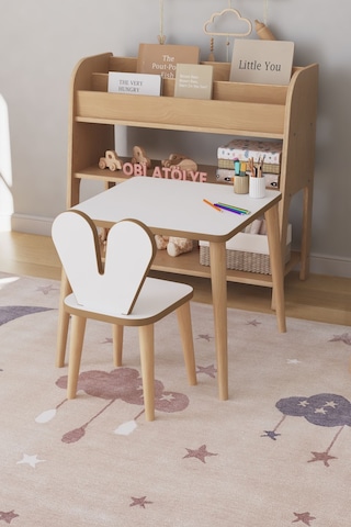 Çocuk Oyun Aktivite Masası 45x45 Cm Çocuk Çalışma Masası Masa Sandalye Seti Çok Renkli