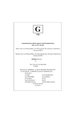 Mimoza Tavan Boyası 10KG Tse